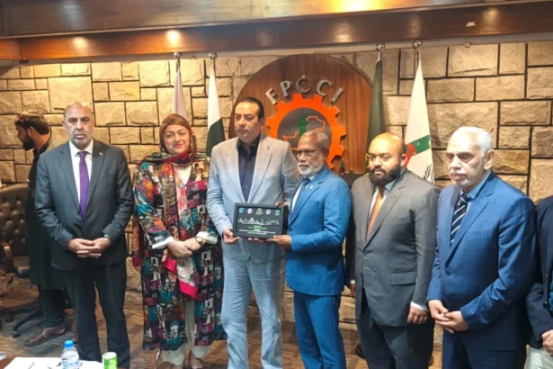 Maldivian Speaker Abdul Raheem Abdullah meeting FPCCI President Atif Ikram Sheikh at FPCCI Capital Office in Islamabad
