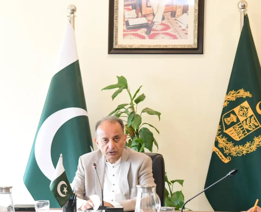 Federal Minister for Climate Change Dr Musadik Malik addressing a seminar on migration governance
