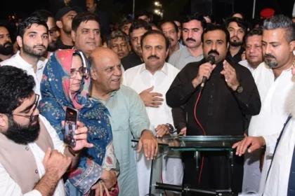 Voters and candidates at MPCHS elections in Islamabad