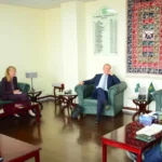 Senator Azam Nazeer Tarar meeting German Commissioner Thomas Rachel in Islamabad
