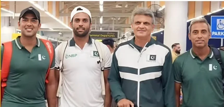 Pakistan tennis players during an international tennis event