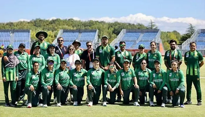 Pakistan women’s cricket team players during Asian Games match against Bangladesh