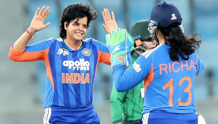 Pakistan and India women cricketers during Women’s T20 Asia Cup 2026 match in Dubai