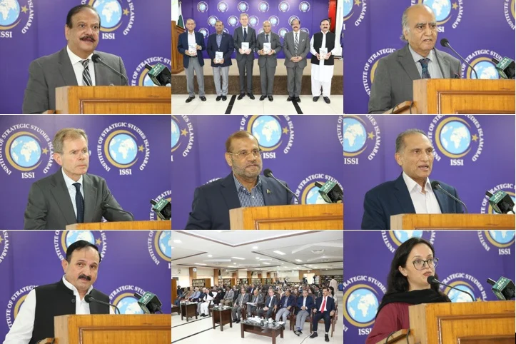 Speakers and guests at the ISSI launch of Roots Beneath the Snow in Islamabad