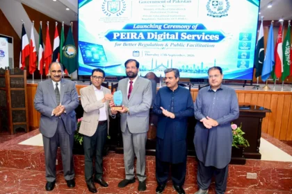 Federal Education Minister Dr Khalid Maqbool Siddiqui addressing PEIRA Digital Services launch ceremony in Islamabad