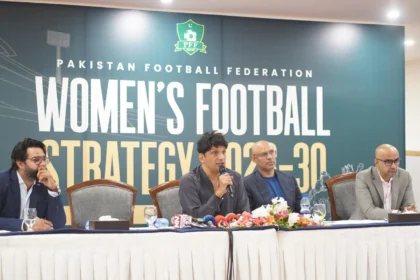 PFF officials at the launch of Pakistan Women’s Football Strategy 2026–2030 in Islamabad