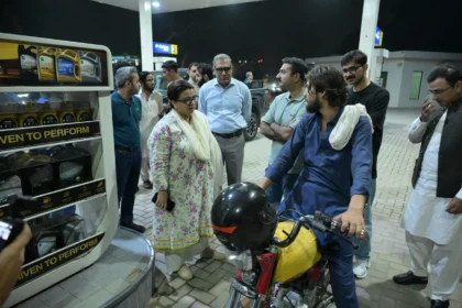 Federal Minister Shaza Fatima Khawaja visiting a petrol pump to review the PM Fuel Relief Scheme