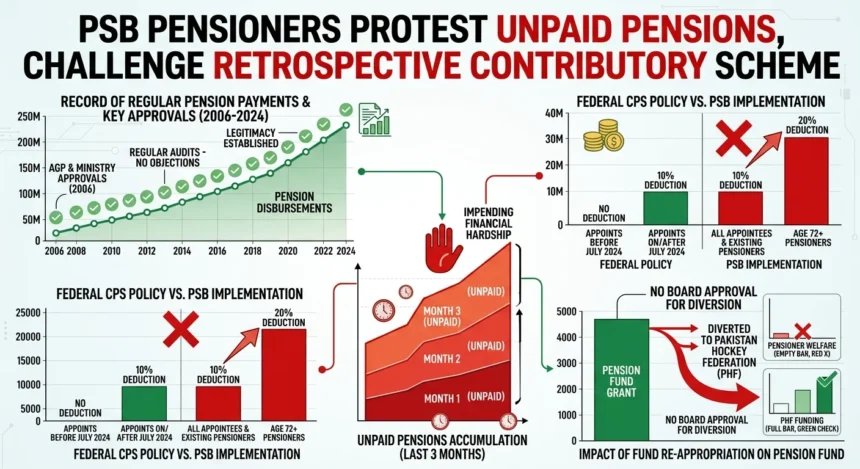 Retired Pakistan Sports Board employees seeking release of unpaid pensions