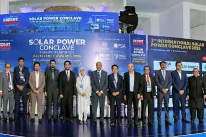 Punjab Governor Sardar Saleem Haider Khan addressing the 3rd International Solar Power Conclave in Lahore