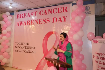 DHO Islamabad addressing a breast cancer awareness session