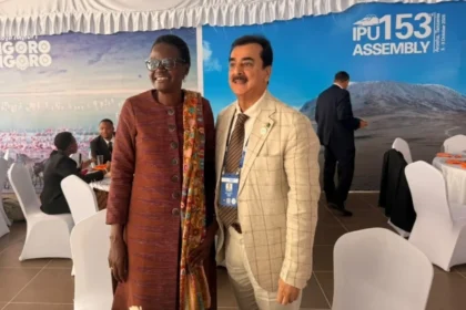 Chairman Senate Syed Yousaf Raza Gilani meeting IPU President Dr Tulia Ackson in Arusha