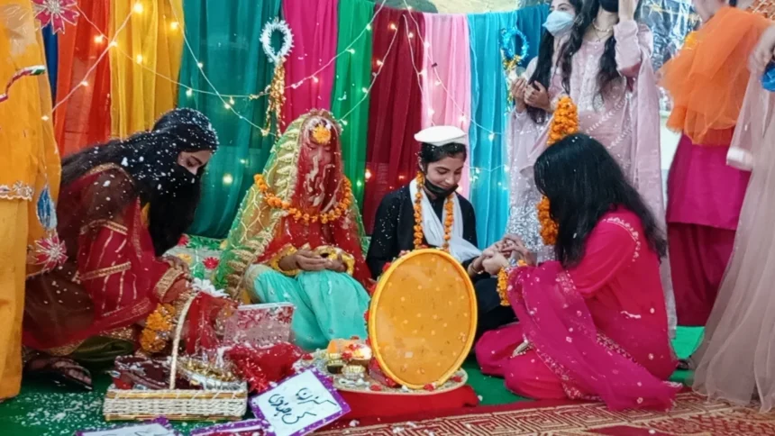 Students at Government Girls Degree College Nahqi Cultural Day in Peshawar