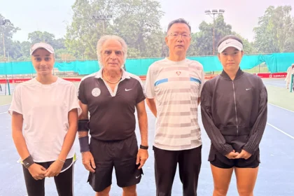 Junior tennis players at Aitchison College for J-30 championship