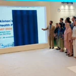Federal Health Minister Syed Mustafa Kamal launching Pakistan’s National Mental Health Policy with WHO, UNICEF and GIHD-STMU representatives in Islamabad