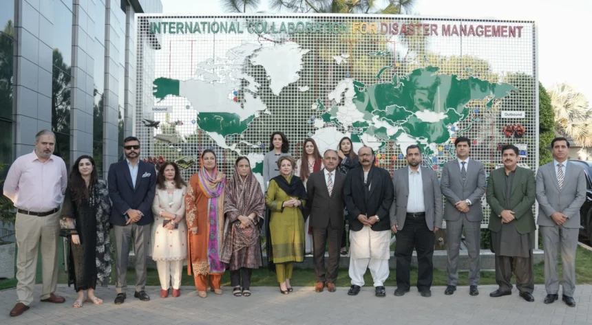 Parliamentary delegation during briefing at NDMA on flood preparedness and water resource management
