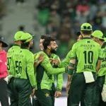 Pakistan cricket players during a team training session