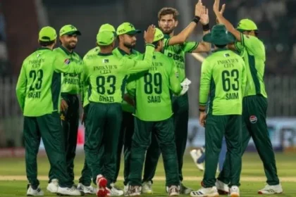 Salman Ali Agha celebrates century for Pakistan against Sri Lanka in Rawalpindi