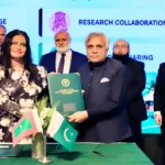 PMAS-AAUR and Maldives National University officials at MoU signing ceremony at HEC Islamabad
