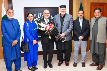 Syed Imran Ahmad Shah meeting Halil Demir at the ministry in Islamabad