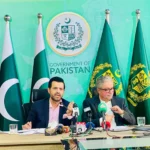 Barrister Danyal Chaudhry addressing a press conference in Islamabad