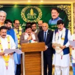 Newly elected Rawalpindi Hotels Association office-bearers at oath-taking ceremony