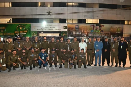 Police security arrangements outside Rawalpindi Cricket Stadium