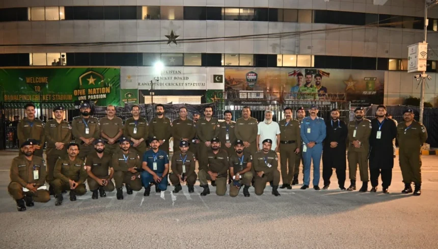 Police security arrangements outside Rawalpindi Cricket Stadium