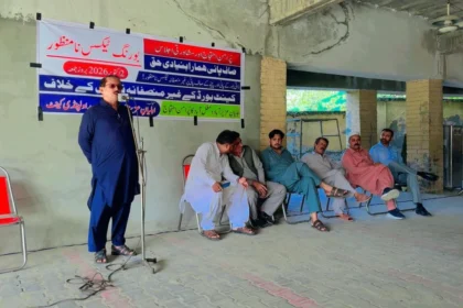 Residents attending a consultative meeting on private water bores in Islamabad