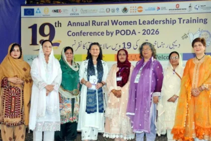 Rural women leaders attending PODA Pakistan’s 19th Annual Rural Women Leadership Conference
