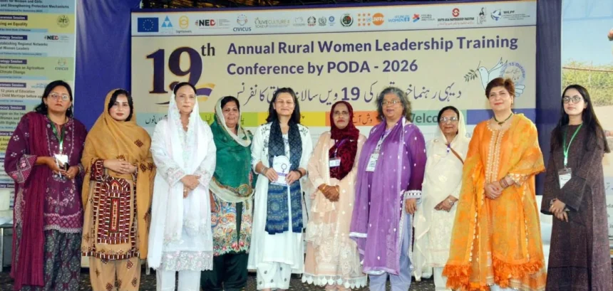 Rural women leaders attending PODA Pakistan’s 19th Annual Rural Women Leadership Conference