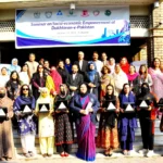 Women entrepreneurs showcasing startups at SBBWUP seminar in Peshawar