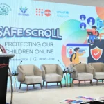 Federal Minister for IT Shaza Fatima speaking at Safe Scroll National Policy Dialogue